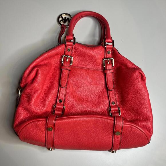 Michael Kors Pink Leather Satchel Crossbody Bag with Gold Hardware – MK Charm - Picture 3 of 12